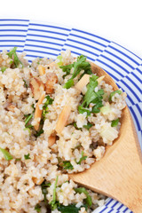 Tabbouleh and Parsley Salad – Tabbouleh salad with walnuts, carrots and parsley.