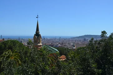Fotobehang A view over Barcelona from Gaudi's Parc Guell © manushot