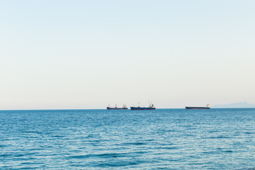 Obraz premium Transport ship sails Bosphorus 