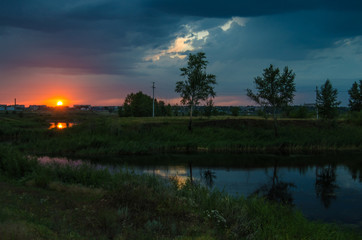 Fototapeta premium Sunset over the lake