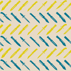 Seamless background with combat knives  for your design