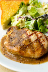 Grilled pork steak and vegetables