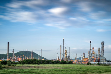 Fototapeta na wymiar Landscape of oil refinery industry with oil storage tank