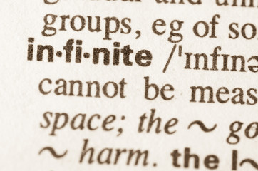 Dictionary definition of word infinite