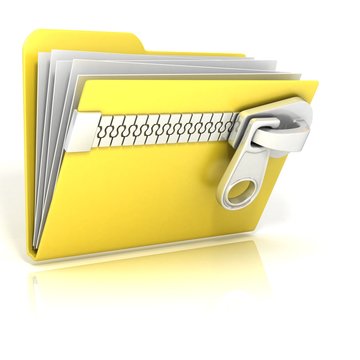 Zip, archive, compressed folder icon. 3D render illustration, isolated on white background