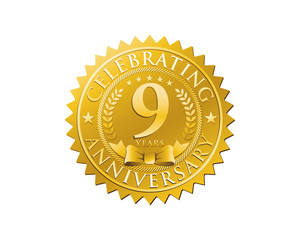 anniversary logo golden emblem 9