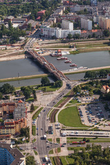 Fototapeta premium Wroclaw, Poland - July 22, 2015: Aerial view of Wroclaw city in