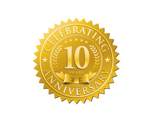 anniversary logo golden emblem 10