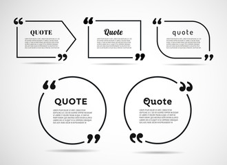 Quote text bubble. Commas, note, message and comment. Vector
