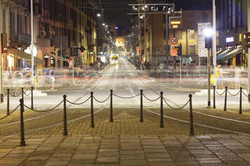 Traffic, Milan city, summer night. Color image