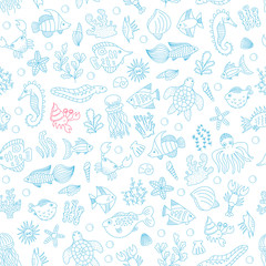 seamless pattern with underwater animals