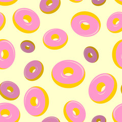 Donuts seamless pattern. Desserts, Sweets vector background