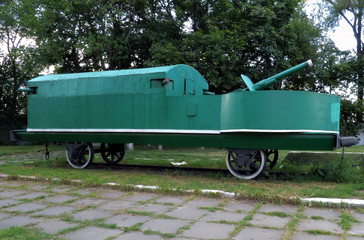 Armored train during the civil war in the Soviet Union. Dnepropetrovsk. Ukraine