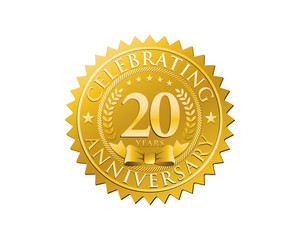 anniversary logo golden emblem 20