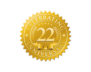 anniversary logo golden emblem 22