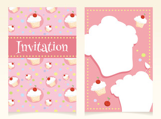 Invitation design with cupcakes
