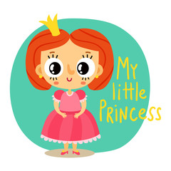 Princess, little girl in pink dress, cartoon character