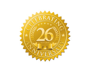 anniversary logo golden emblem 26
