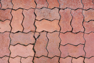 Old Red brick pavement