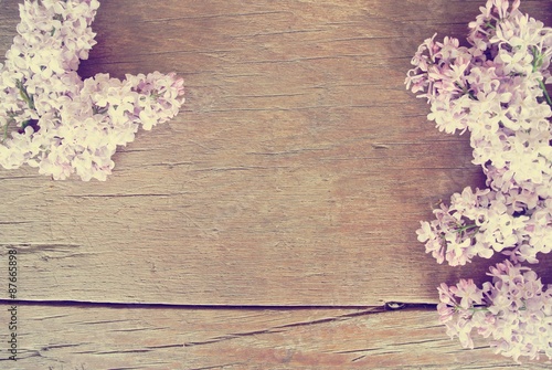 Rustic Wooden Table With Lilac Flowers On It Can Be Used As A Background Rustic Wooden Table With Lilac Flowers On It Can Be Used As A Background