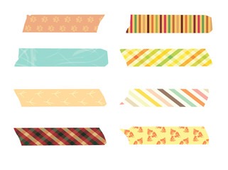 Vector collection of cool pattern washi tape strips
