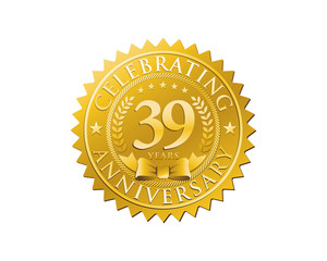 anniversary logo golden emblem 39