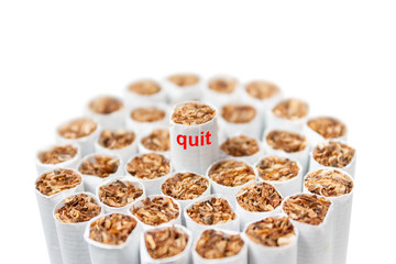 Bunch of cigarettes on a white background