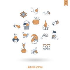 Set of Flat Autumn Icons