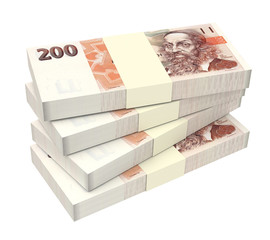 Czech Koruna isolated on white background. Computer generated 3D photo rendering.