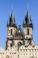 Fototapeta na wymiar Tyn Cathedral (Church of Our Lady Before Tyn) Prague, Czech Rep.