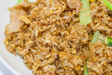 Asian fried rice with pork and vegetable