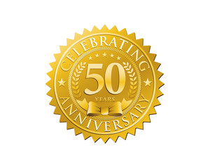 anniversary logo golden emblem 50