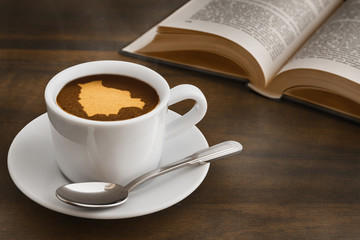 Still life - coffee with map of  Bolivia