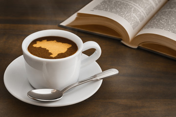 Still life - coffee with map of Brazil