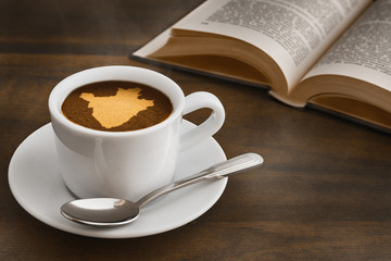 Still life - coffee with map of Burundi