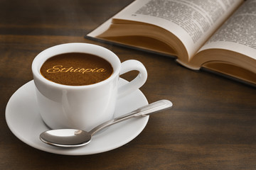 Still life - coffee with text Ethiopia