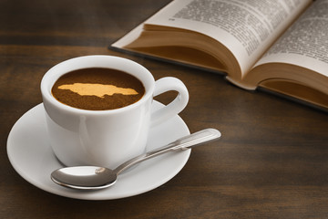 Still life - coffee with map of Jamaica