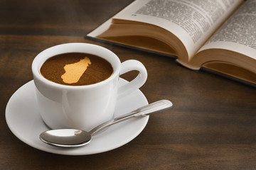 Still life - coffee with map of Madagascar