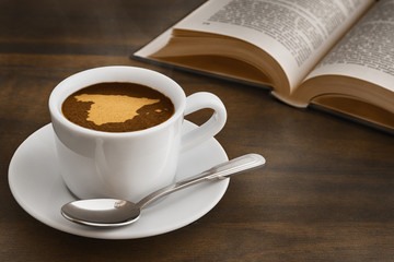 Still life - coffee with map of Spain