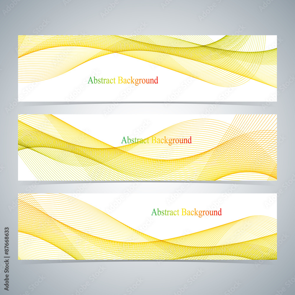 Poster Abstract set of colorful banners with curved lines. Vector