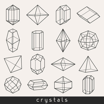 Set Of Geometric Crystals Gem And Minerals