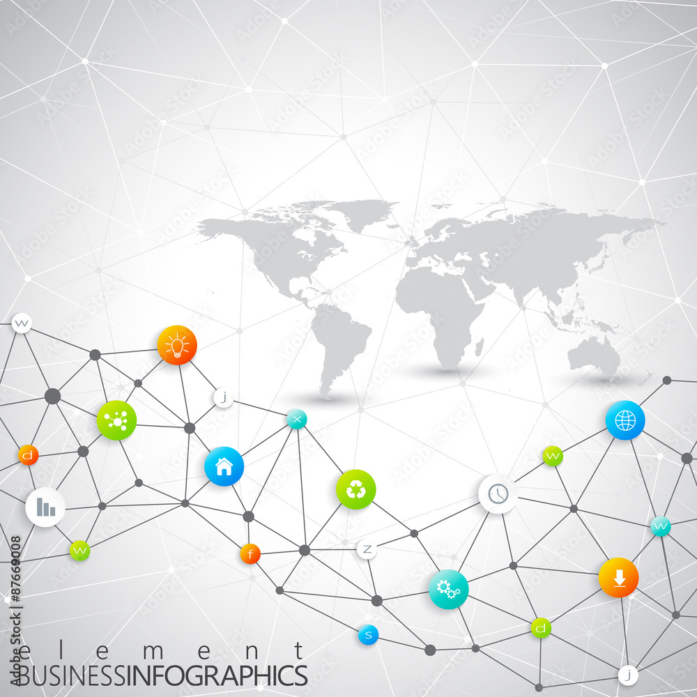 Aufkleber modern infographic network template with place for your text
