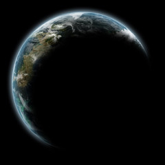 Planet Earth space scene with lit up visible outline - Elements of this Image Furnished By NASA