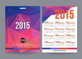 2015 calendar template brochure geometric design. Modern back