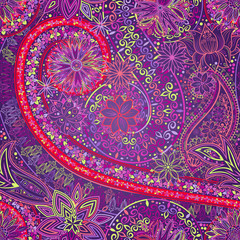 Vintage floral motif ethnic seamless background.