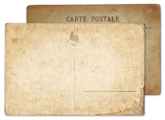 Two blank old vintage postcard isolated