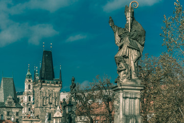 Fototapeta premium Statue of St Augustine, Prague, Czech Republic