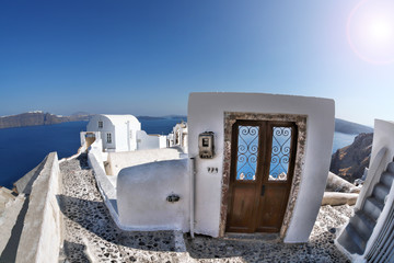 Santorini island with sunset in Oia village, Greece
