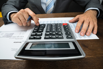 Businessperson Calculating Financial Sheet