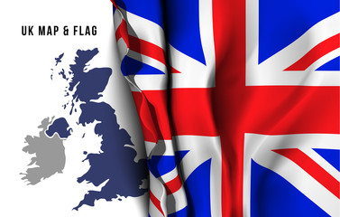 United Kingdom map and flag